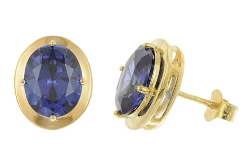 trendor Damen-Ohrringe Silber Vergoldet Zirkonia-Ohrstecker Blau zauberhafter Ohrschmuck für Frauen, wunderschönes Accessoire und edle Geschenkidee 21346-06