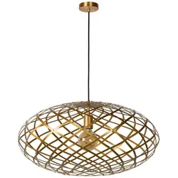 Lucide Hängeleuchte Wolfram - Elegante Messing-Hängeleuchte in ovaler Form, 162 cm höhenverstellbar – perfekt für stilvolle Innenbeleuchtung über dem Esstisch.