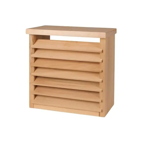 SUNNYDEALS Holz Sauna-Lampenschirm | Sauna Blendschirm naturbelassen | Saunazubehör in Lamellenoptik | Zubehör Beleuchtung ca. 25 x 13 x 25,5 cm