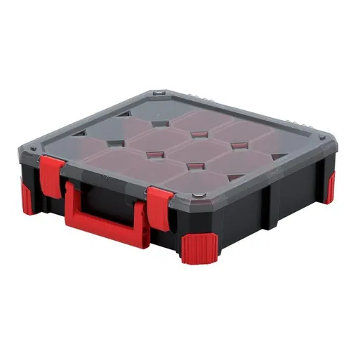 Kistenberg Sortimentskasten Kleinteilebox Titan - Werkzeugkoffer mit entnehmbarem Organizer, ideal zur übersichtlichen Aufbewahrung von Kleinteilen, transparentes Design mit praktischem Griff.