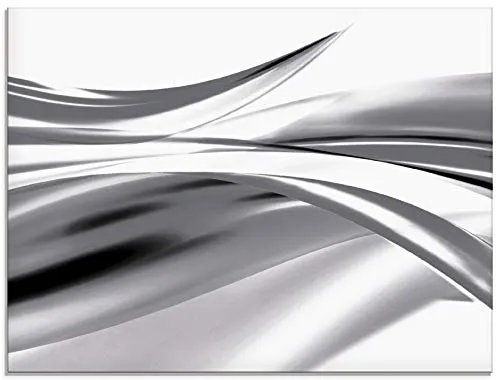 ARTland Wanddeko Glasbilder Wandbild Glas Bild einteilig 80x60 cm Querformat Moderne Kunst Abstrakt Modern Rauch Welle Grau S7KX