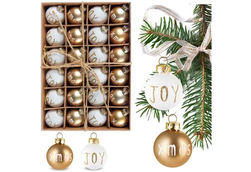 BRUBAKER Weihnachtsbaumkugel 24-teiliges Set Weihnachtskugeln Joy & Xmas
