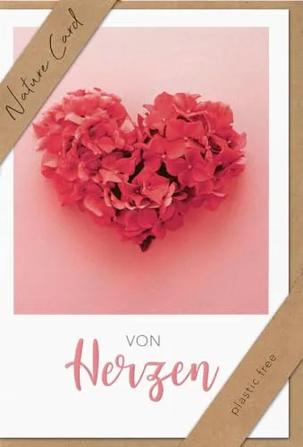 bsb - Dankeskarte von Herzen - Nature Card - Nachhaltige Grußkarten - Karten mit Umschlag - Geschenk beste Freundin oder Freund - Karte Liebe & Freundschaft 11,5 x 17 cm