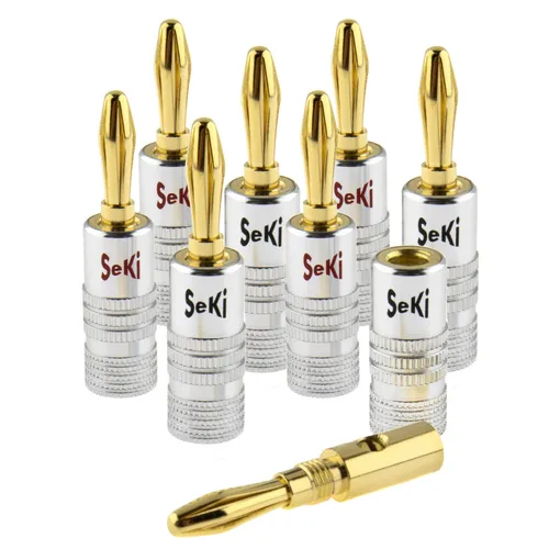 8x SeKi Bananenstecker 4mm vergoldet schraubbar für Lautsprecherkabel bis 6mm²