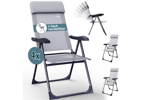 Casaria Klappbare Gartenstühle 4er Set, 7-fach Verstellbar mit hoher Rückenlehne - Stühle für den Garten, wetterfest und bequem, ideal für entspannte Stunden im Freien. Hochwertiges Aluminium und 7-fach verstellbare Rückenlehne für optimalen Komfort.