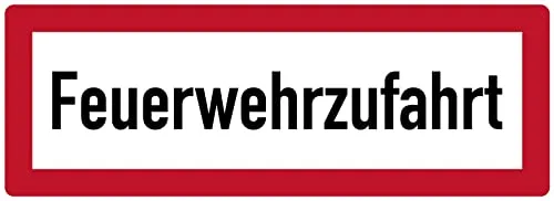 Aufkleber Hinweis „Feuerwehrzufahrt“ Brandschutz Schild Folie selbstklebend ähnl. DIN 4066 | 297x105mm Made in Germany