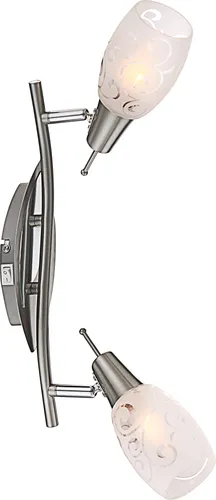 Moderne Deckenlampe 2-flammig mit verstellbaren Spots - Lampen: Elegante Deckenleuchte aus satiniertem Glas und Metall, mit beweglichen Spots für individuelle Lichtgestaltung – ideal für jeden Wohnbereich.