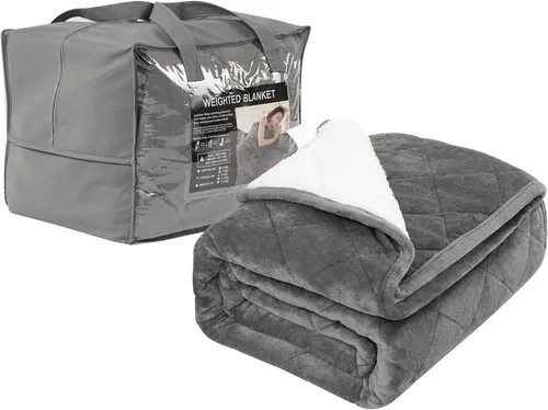 WOLTU Gewichtsdecke 11 kg, Doppelseitige Therapiedecke für Erwachsenen - Gewichtete Decke für erholsamen Schlaf, aus hochwertigem Flanell Sherpa, verteilt den Druck gleichmäßig und reduziert Stress für maximale Entspannung.