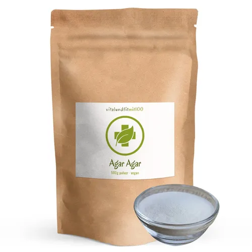 Agar Agar Pulver (hochwertiges Geliermittel) - 500 g - Rohkostqualität - vegan