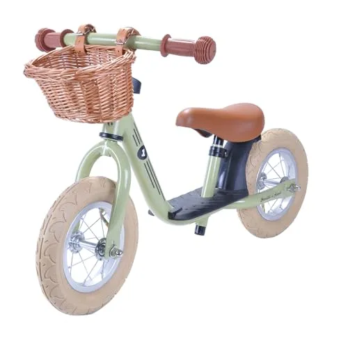 Bandits & Angels Laufrad Retro Grün mit Weidenkorb