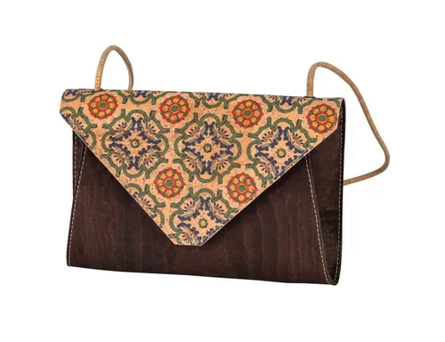 Kork-Deko.de Handtasche Kleine Kork-Handtasche braun – vegane Clutch zum Umhängen