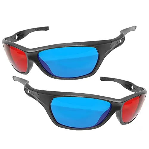Anaglyph 3D Brille Rot/Cyan 2er Set für Filme, PC-Spiele und 3D-Fotos – für anaglyphe Inhalte auf Monitor, TV und Beamer – ideal für DVD, Blu-ray, YouTube, Unterricht, Präsentation, Heimkino daheim