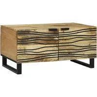 vidaXL Couchtisch aus massivem Mangoholz - 80 x 50 x 40 cm - Stylischer Couchtisch aus massivem Mangoholz mit geometrischem Muster und praktischem Ablagefach für Ordnung im Wohnzimmer.