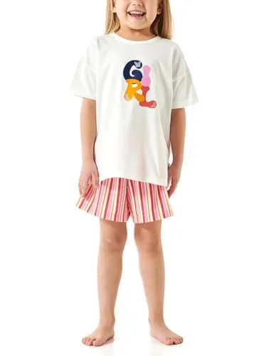 Schiesser Mädchen Schlafanzug Set Pyjama kurz - 100% Organic Bio Baumwolle - Schlafanzüge für Mädchen, aus 100% Organic Cotton für höchsten Tragekomfort, mit süßem Schweinchen-Print und weicher Frottee-Schlafhose.