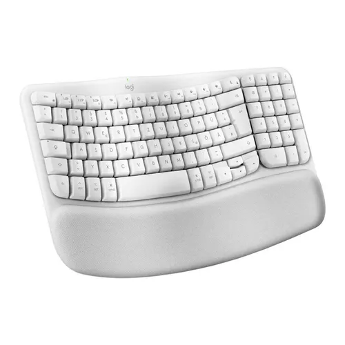 Logitech Wave Keys für Mac - Kabellose ergonomische Bluetooth-Tastatur mit gepolsterter Handballenauflage für komfortables, natürliches Tippen und bis zu 3 Jahre Batterielebensdauer