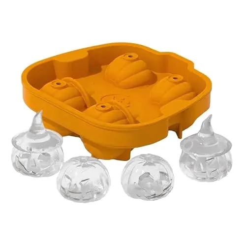 Halloween Kürbisse Silikonform für Eiswürfel und zum Backen - 4 Figuren - Halloween, Karneval & Motto-Party