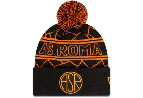 New Era Winter Bommel Mütze - SPORT BEANIE AS Rom - Stylische Unisex Wollmütze für die kühleren Monate. Mit ihrem schwarzen Design und dem praktischen Bommel ist sie ideal für Freizeitaktivitäten.