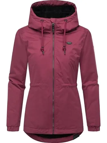 Ragwear Damen warme wasserdichte Winterjacke mit Kapuze Dankka Warm YOUMODO Wine25 Gr. XS
