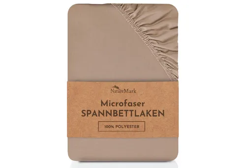 NatureMark Spannbettlaken Mikrofaser Spannbetttuch, Polyester, Gummizug: rundum, viele Größen und Farben Markenware, 140x200cm, Sand