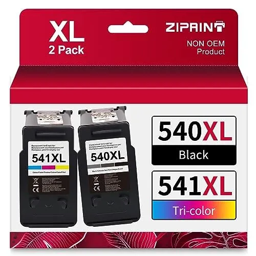 ZIPRINT 540 541 XL Druckerpatronen Kompatibel für Canon Druckerpatronen 540 541 PG-540 XL CL-541 für Canon Pixma TS5150 MG3650 MG3650s MG4250 MG3150 MG3250 MX475 TS5151(2-Pack)