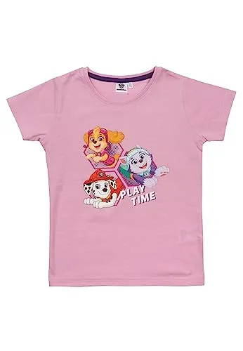 Paw Patrol T-Shirt für Mädchen - Playtime - Oberteil Bigshirt kurzärmlig Pink (as3, Numeric, Numeric_98, Numeric_104, Regular)