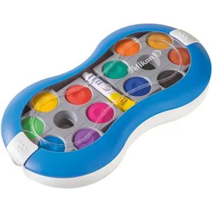 Pelikan Farbkasten 700023 Space+, Blau - Kompakter Deckfarbkasten mit 24 hochwertigen Farben und 1 Deckweiß. Ideal für kreative Projekte mit starker Deckkraft und lichtechten Pigmenten. Perfekt für Künstler und Bastler.