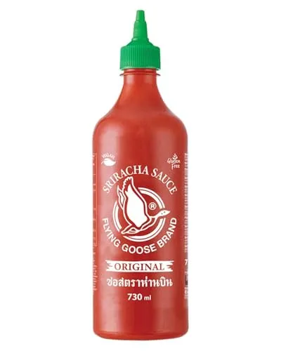 FLYING GOOSE Sriracha Chilisauce, das Original, scharf, grüne Kappe, scharfe Würzsauce aus Thailand, vegan, glutenfrei, 1 x 730 ml