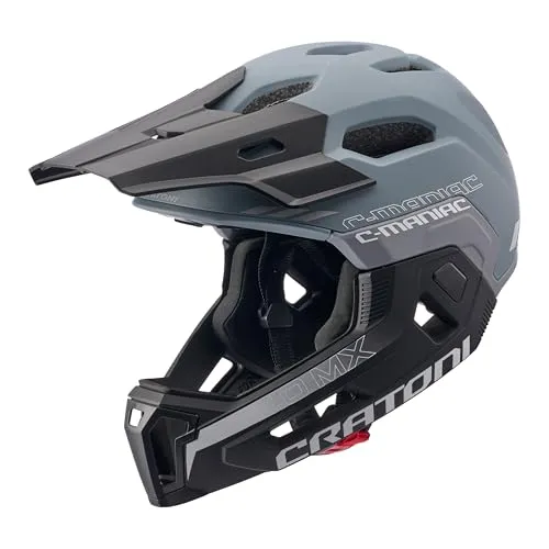 Cratoni C-Maniac 2.0 MX Fullfacehelm – MTB-Helm für maximalen Schutz - Der Cratoni C-Maniac 2.0 MX in Grau (Gr. L/XL) bietet optimalen Schutz beim Mountainbiken. Robuste Bauweise und modernes Design für Sicherheit und Stil auf jeder Strecke.