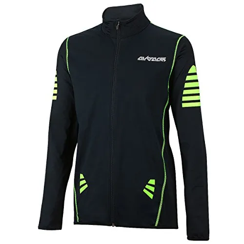 Airtracks Herren Winter Fahrradtrikot Langarm Pro Thermo Funktions Radtrikot Windstopper Warm Fleece -schwarz-neon - XXXL