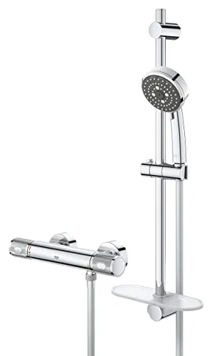 Grohe Precision Feel Thermostat-Brauseset - Badewannen- & Duschsysteme mit 3 Strahlarten und wassersparender EcoJoy-Technologie - genießen Sie Komfort und sparen Sie bis zu 50% Wasser.