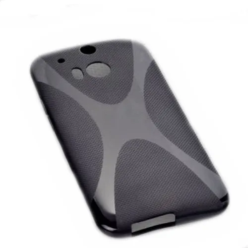 Unbekannt Design X Rubber Silikon TPU Handy Cover - kompatibel mit HTC One M8 - One 2 - Case Hülle Schutzhülle Bumber in Schwarz -#