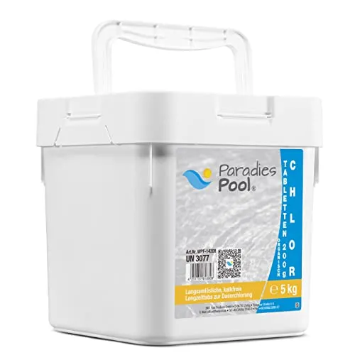 Paradies Pool Chlortabletten 200 g - 5 kg - Organische, langsam lösliche Chlortabletten für die einfache und effektive Desinfektion Ihres Pools. Keine ständige Nachdosierung nötig, ideal für sorgenfreies Schwimmen.
