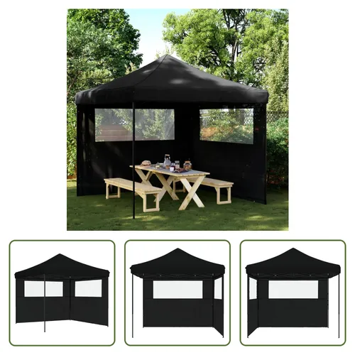 Vidaxl Faltbares Pop-up Partyzelt mit 2 Seitenwänden in Schwarz