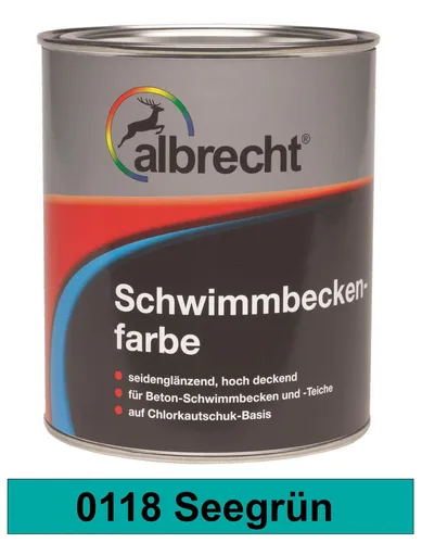 Albrecht Schwimmbeckenfarbe 0118 Seegrün 2,5l - Hochwertige Poolfarbe - Swimmingpools - Witterungsbeständig und UV-resistent für langanhaltende Farbbrillanz und Schutz Ihres Schwimmbeckens.