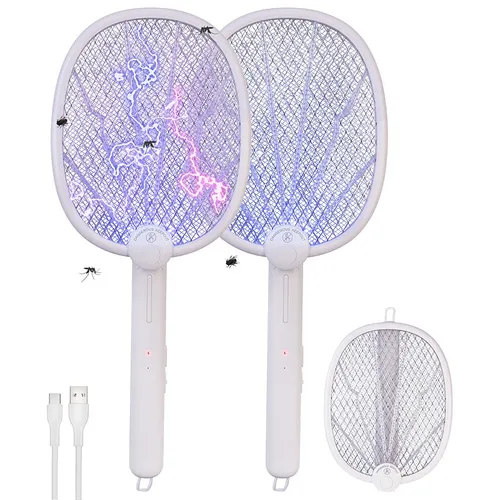 Exbuster 2er-Set 2in1-Akku-Insektenvernichter & Fliegenklatschen mit UV-LEDs