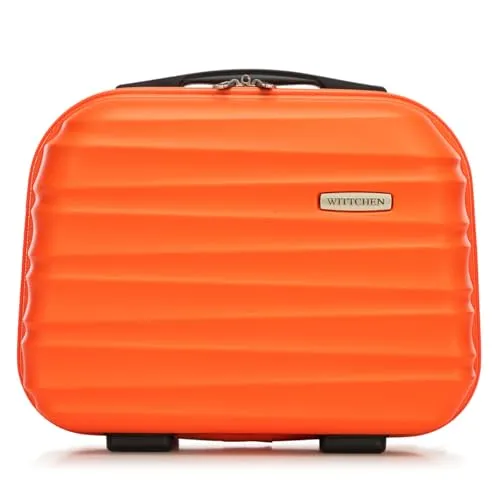 WITTCHEN Kosmetikkoffer Groove Line - Orange - Gepäck-Sets: Elegante Kosmetiktasche aus strapazierfähigem ABS mit praktischem Innenraum und verstellbarem Schultergurt für optimale Organisation und Komfort auf Reisen.