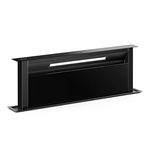 Klarstein Velaire Dunstabzugshaube 90cm - A++ Downdraft, 906 m³/h Luftstrom, Touch-Bedienung, LED, Leise, Spülmaschinenfester Filter, Kochfeldabzug, Abzugshaube 90cm