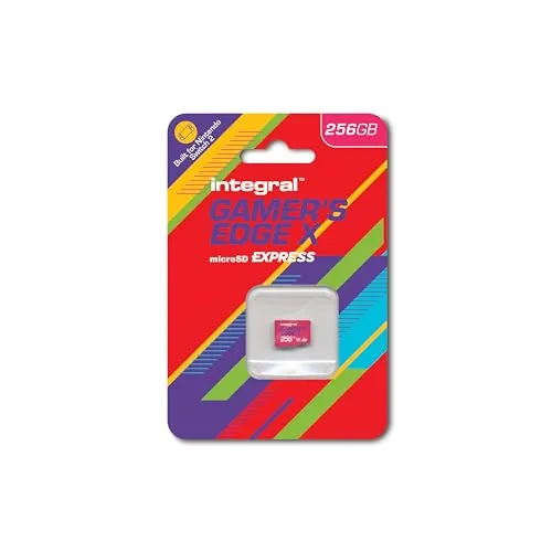 Integral 256GB Gamer's Edge X microSD Express für Switch 2 – bis zu 890MB/s Lesen, 750MB/s Schreiben, 4K, A1, NVMe, High-Speed Gaming, kürzere Ladezeiten, ultraschneller Speicher