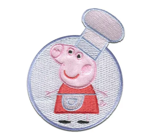 Peppa Pig Aufnäher, Polyester, Peppa Wutz © Köchin - Aufnäher, Bügelbild, Aufbügler, Applikationen, Patches, Flicken, zum aufbügeln, Größe: 6,3 x 8,3 cm