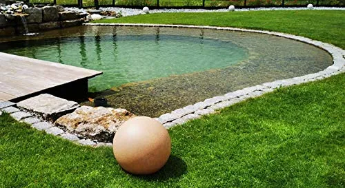 Trango 400S Gartenkugel IP65 Kugelleuchte 40cm Durchmesser in Sandstein-Optik *SANDSTONE* mit je 5 Meter Zuleitungskabel & E27 Fassung Kugellampe, Gartenleuchte, Außenlampe ohne Leuchtmittel