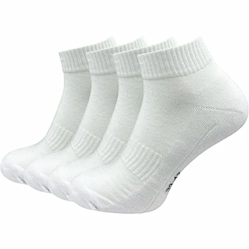GAWILO Herren Sportsocken (4 Paar) | kurz & atmungsaktiv | Sneaker Socken | Anti-Blasen Schutz | gepolsterte Sohle (51-54, weiß)