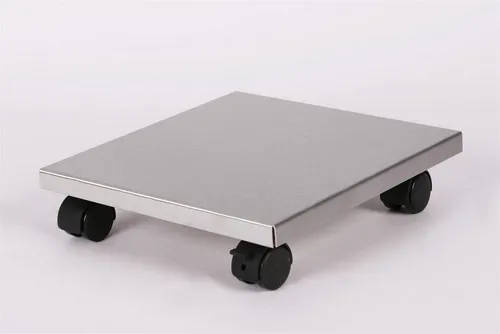 Szagato Pflanzenroller ALU Edelstahl 30 cm - 50 cm - Hochwertiger Pflanzenroller aus rostfreiem Edelstahl, belastbar bis 100 kg. Ideal für drinnen und draußen, mit 4 witterungsbeständigen Doppel-Lenkrollen für mühelosen Transport. Made in Germany.