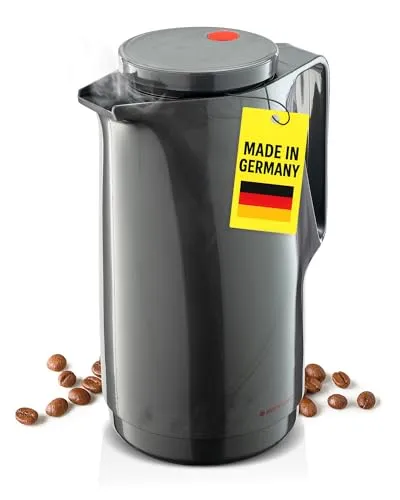 ROTPUNKT Isolierkanne 1L - Premium Kaffekanne Made in Germany I Hält bis zu 24 Std heiß I Warmhaltekanne für Kaffee und Tee (Maxima 760, Titan)