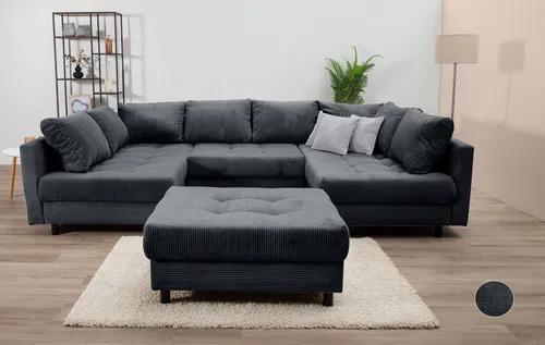 Home affaire Wohnlandschaft Toni U-Form, anthrazit