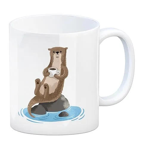 Otter Kaffeebecher mit niedlichem Fischotter eine bunte Tasse für den Schreibtisch Geburtstag Fischotter Kaffeetasse Zuhause Kaffee Becher niedlich Küche Tee lustig