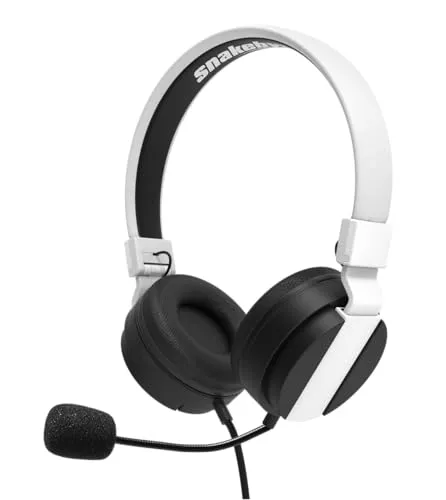 Snakebyte PS5 Headset 5 - schwarz/weiß - Playstation 5 Stereo Gaming Kopfhörer, 40mm-Audiotreiber, abnehmbaren Mikrofon, gepolsterte Kopfhörer, 3,5mm Klinke, kompatibel mit PS4, Xbox, Laptop