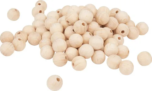 VBS Bastelperlen Holzkugeln, (100-tlg), halbgebohrt, Ø 10 mm