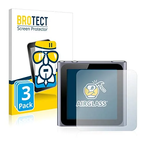 BROTECT 3 Stück Schutzglas für Apple iPod nano 2011 (6. Gen.) Schutzfolie Panzer Folie Glas Displayschutz Made in Germany [ 9H, Anti-Fingerprint]