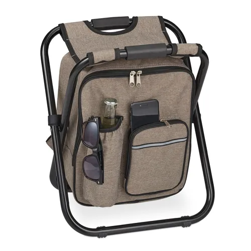 relaxdays Campinghocker - Klappbarer Campinghocker mit Tasche in Beige Schwarz, leicht und ideal für Outdoor-Veranstaltungen
