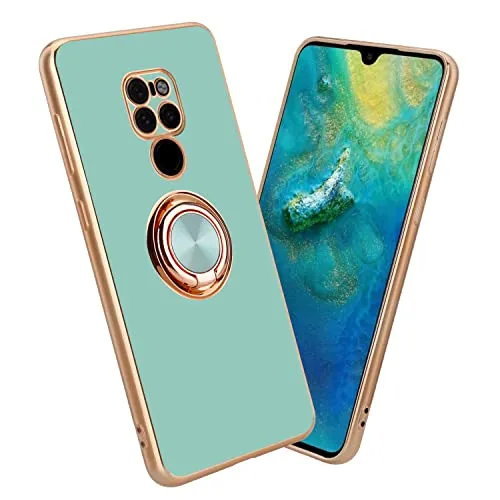 Cadorabo Hülle kompatibel mit Huawei Mate 20 Schutzhülle TPU Silikon Case mit Ring Design mit Kameraschutz Slim Kratzfest Weiche Gummi mit Rundumschutz Case Hülle für Huawei Mate 20 in Türkis